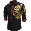 imageCOOFANDY Mens Print Button Down Dress Shirt Fashion Long Sleeve Casual ShirtsBlack  Gold Tiger