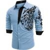 imageCOOFANDY Mens Print Button Down Dress Shirt Fashion Long Sleeve Casual ShirtsBlue Tiger