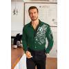 imageCOOFANDY Mens Print Button Down Dress Shirt Fashion Long Sleeve Casual ShirtsGreen Tiger