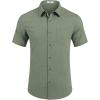 imageCOOFANDY Mens Short Sleeve Button Down Shirt with PocketArmy Green