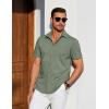 imageCOOFANDY Mens Short Sleeve Button Down Shirt with PocketArmy Green