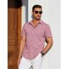imageCOOFANDY Mens Short Sleeve Button Down Shirt with PocketPink