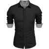 imageCOOFANDY Mens Stretch WrinkleFree Dress Shirts Long Sleeve Button Down Casual Cotton Shirt Black