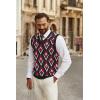 imageCOOFANDY Mens Sweater Vest V Neck Sleeveless Sweater Slim Fit Casual Knitted Vest SweatersArgyle Black Red