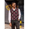imageCOOFANDY Mens Sweater Vest V Neck Sleeveless Sweater Slim Fit Casual Knitted Vest SweatersArgyle Black Red