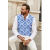 imageCOOFANDY Mens Sweater Vest V Neck Sleeveless Sweater Slim Fit Casual Knitted Vest SweatersArgyle Blue