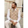 imageCOOFANDY Mens Sweater Vest V Neck Sleeveless Sweater Slim Fit Casual Knitted Vest SweatersArgyle Khaki