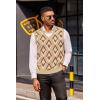 imageCOOFANDY Mens Sweater Vest V Neck Sleeveless Sweater Slim Fit Casual Knitted Vest SweatersArgyle Khaki