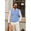 imageCOOFANDY Mens Sweater Vest V Neck Sleeveless Sweater Slim Fit Casual Knitted Vest SweatersBlue and White Stripe