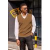 imageCOOFANDY Mens Sweater Vest V Neck Sleeveless Sweater Slim Fit Casual Knitted Vest SweatersBrown