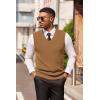 imageCOOFANDY Mens Sweater Vest V Neck Sleeveless Sweater Slim Fit Casual Knitted Vest SweatersBrown