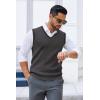 imageCOOFANDY Mens Sweater Vest V Neck Sleeveless Sweater Slim Fit Casual Knitted Vest SweatersGrey and Black Stripe