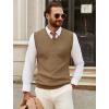 imageCOOFANDY Mens Sweater Vest V Neck Sleeveless Sweater Slim Fit Casual Knitted Vest SweatersKhaki