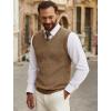 imageCOOFANDY Mens Sweater Vest V Neck Sleeveless Sweater Slim Fit Casual Knitted Vest SweatersKhaki