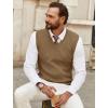 imageCOOFANDY Mens Sweater Vest V Neck Sleeveless Sweater Slim Fit Casual Knitted Vest SweatersKhaki