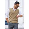 imageCOOFANDY Mens Sweater Vest V Neck Sleeveless Sweater Slim Fit Casual Knitted Vest SweatersKhaki and Black Stripe