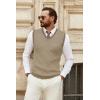 imageCOOFANDY Mens Sweater Vest V Neck Sleeveless Sweater Slim Fit Casual Knitted Vest SweatersKhaki and Black Stripe