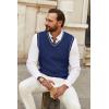 imageCOOFANDY Mens Sweater Vest V Neck Sleeveless Sweater Slim Fit Casual Knitted Vest SweatersNavy Blue and White Stripe