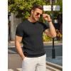 imageCOOFANDY Mens T Shirts Casual Short Sleeve Crewneck Shirts Solid Textured Knit Pullover TeesB Black