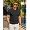 imageCOOFANDY Mens T Shirts Casual Short Sleeve Crewneck Shirts Solid Textured Knit Pullover TeesB Black