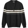imageCOOFANDY Mens V Neck Cardigan Sweater Casual Lightweight Button Down Knitted Cardigan SweaterBlack Stripe