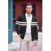 imageCOOFANDY Mens V Neck Cardigan Sweater Casual Lightweight Button Down Knitted Cardigan SweaterBlack Stripe