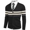 imageCOOFANDY Mens V Neck Cardigan Sweater Casual Lightweight Button Down Knitted Cardigan SweaterBlack Stripe
