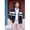 imageCOOFANDY Mens V Neck Cardigan Sweater Casual Lightweight Button Down Knitted Cardigan SweaterNavy Blue Stripe