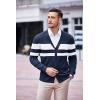 imageCOOFANDY Mens V Neck Cardigan Sweater Casual Lightweight Button Down Knitted Cardigan SweaterNavy Blue Stripe