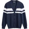 imageCOOFANDY Mens V Neck Cardigan Sweater Casual Lightweight Button Down Knitted Cardigan SweaterNavy Blue Stripe