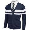 imageCOOFANDY Mens V Neck Cardigan Sweater Casual Lightweight Button Down Knitted Cardigan SweaterNavy Blue Stripe