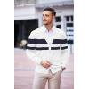 imageCOOFANDY Mens V Neck Cardigan Sweater Casual Lightweight Button Down Knitted Cardigan SweaterWhite Stripe