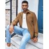 imageCOOFANDY Mens Waffle Button Down Shirts Casual Long Sleeve Shacket Jacket with PocketsKhaki