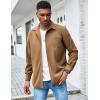 imageCOOFANDY Mens Waffle Button Down Shirts Casual Long Sleeve Shacket Jacket with PocketsKhaki