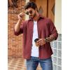 imageCOOFANDY Mens Waffle Button Down Shirts Casual Long Sleeve Shacket Jacket with PocketsWine Red
