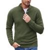 imageCOOFANDY Men Quarter Button Sweater Pullover Cable Knit Henley Mock Neck SweaterArmy Green