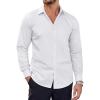 imageCOOFANDY Mens Dress Shirt Long Sleeve Untucked Button Down Shirts for Wedding White