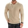 imageCOOFANDY Mens Knit Polo Shirts Long Sleeve Sweater Polo Lightweight Fashion Casual Collared ShirtsApricot