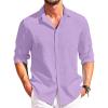 imageCOOFANDY Mens Long Sleeve Button Down Shirts Casual Cotton Linen Shirts Summer Beach Shirt with Pocket