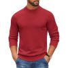 imageCOOFANDY Mens Mock Turtleneck Ribbed Knit Pullover Sweater Casual Lightweight Slim fit Dress SweaterRed