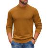 imageCOOFANDY Mens Mock Turtleneck Ribbed Knit Pullover Sweater Casual Lightweight Slim fit Dress SweaterTurmeric