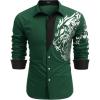 imageCOOFANDY Mens Print Button Down Dress Shirt Fashion Long Sleeve Casual ShirtsGreen Tiger