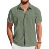 imageCOOFANDY Mens Short Sleeve Button Down Shirt with PocketArmy Green