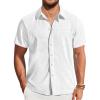 imageCOOFANDY Mens Short Sleeve Button Down Shirt with PocketWhite