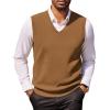 imageCOOFANDY Mens Sweater Vest V Neck Sleeveless Sweater Slim Fit Casual Knitted Vest SweatersBrown