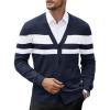 imageCOOFANDY Mens V Neck Cardigan Sweater Casual Lightweight Button Down Knitted Cardigan SweaterNavy Blue Stripe