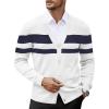 imageCOOFANDY Mens V Neck Cardigan Sweater Casual Lightweight Button Down Knitted Cardigan SweaterWhite Stripe