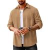 imageCOOFANDY Mens Waffle Button Down Shirts Casual Long Sleeve Shacket Jacket with PocketsKhaki