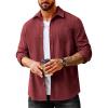 imageCOOFANDY Mens Waffle Button Down Shirts Casual Long Sleeve Shacket Jacket with PocketsWine Red