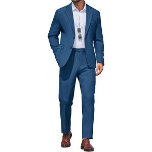imageCOOFANDY Mens 2 Piece Suit Slim Fit Two Buttons Dress Suits Solid Jacket and Pants Set Tuxedo for Wedding Prom BusinessNavy Blue